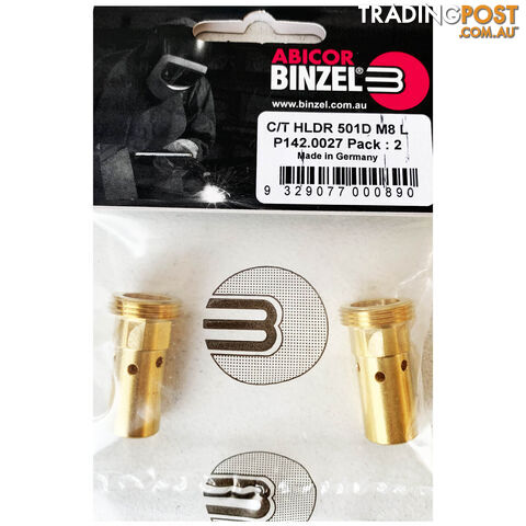 Contact Tip Holder 501D M8 L Binzel Abicor P/N:P142.0027 - Pack of 2 - Made in...
