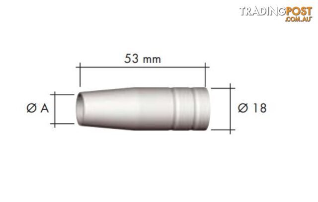 Gas Nozzle Tapered MB15 Binzel 145.0123 Pkt:2