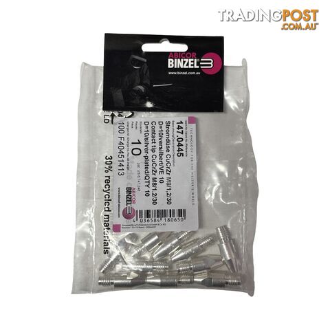Silver Contact Tip 1.2mm M8 CCZ Binzel P147.0445 Pack of 10