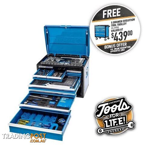 Evolution Tool Chest 207 Piece 7 Drawer Deep 1/4, 3/8 & 1/2" Drive Kincrome...