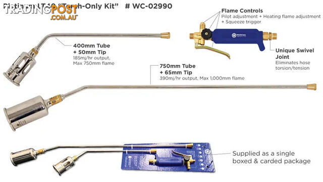 Platinum LT40 Torch Only Kit 400mm & 750mm Tubes + Ã50/65mm Tips and Handle Weldclass WC-02990