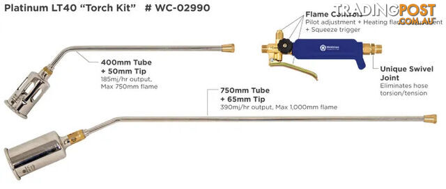 Platinum LT40 Torch Only Kit 400mm & 750mm Tubes + Ã50/65mm Tips and Handle Weldclass WC-02990