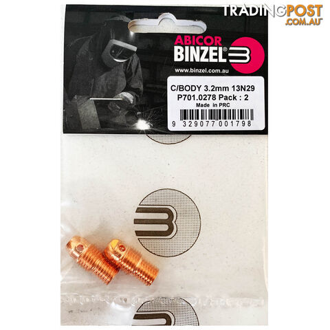 Collet Body 3.2mm For 9/20 Torch 13N29 Binzel Abicor P701.0278 - Pack of 2