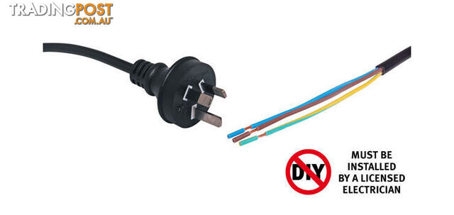 Power Cable 10A 3 Pin 2 Metres Black Bare Ends P8405E