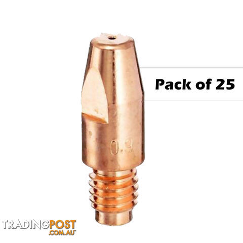 0.9mm Steel M8 10di 30mm Bzl Style contact tip PCT09810-25 Pack of 25