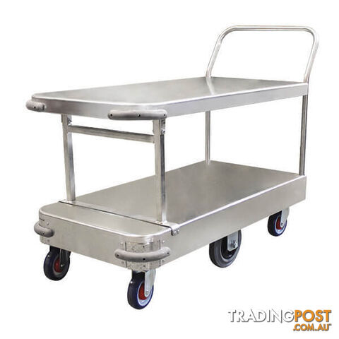 Wide Stock Trolley 6 Wheel Twin Platform Single Handle Richmond PGR201