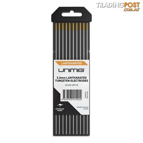 Lanthanated Tungsten Electrodes 3.2mm Unimig PTR0002-32 Pack of 10
