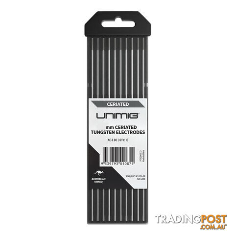 Ceriated Tungsten Electrodes 1.6mm PTR0003-16 Unimig PKT 10