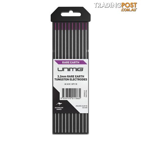 Rare Earth Tungsten Electrodes 1.6mm Unimig PTR0005-16 Pack of 10