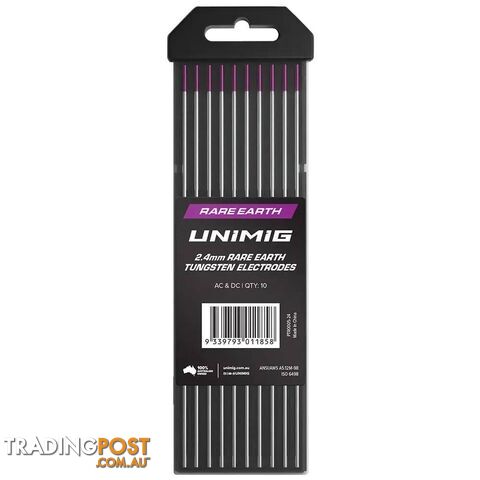 Rare Earth Tungsten Electrodes 2.4mm Unimig PTR0005-24 Pack of 10