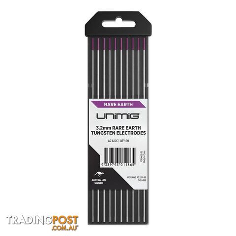 Rare Earth Tungsten Electrodes 3.2mm Unimig PTR0005-32 Pack of 10