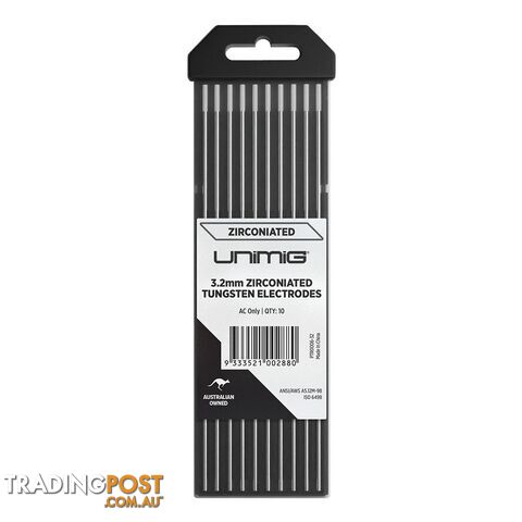 Zirconiated Tungsten Electrodes 3.2mm Unimig PTR0006-32 Pack of 10
