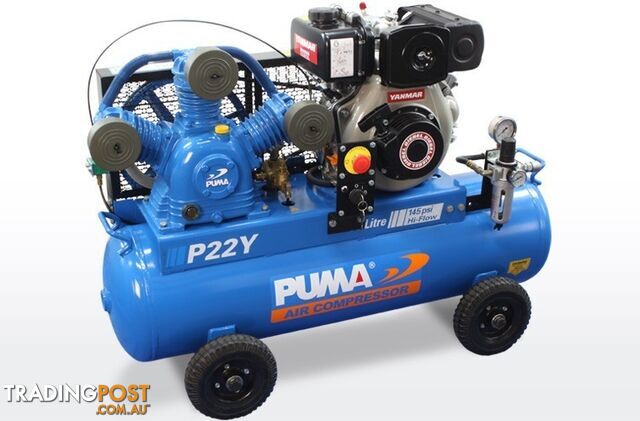 Air Compressor Electric Start Yanmar Diesel 75 Litres Puma PU P22Y ES