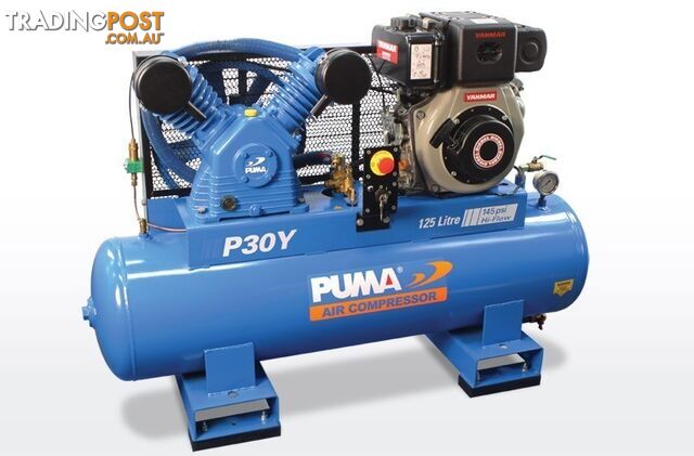 Air Compressor Electric Start Yanmar Diesel 125 Litres Puma PU P30Y ES