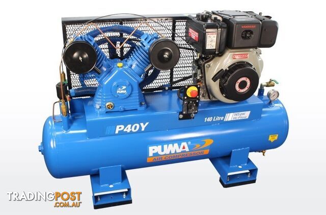 Air Compressor Electric Start Yanmar Diesel 140 Litres Puma PU P40Y ES