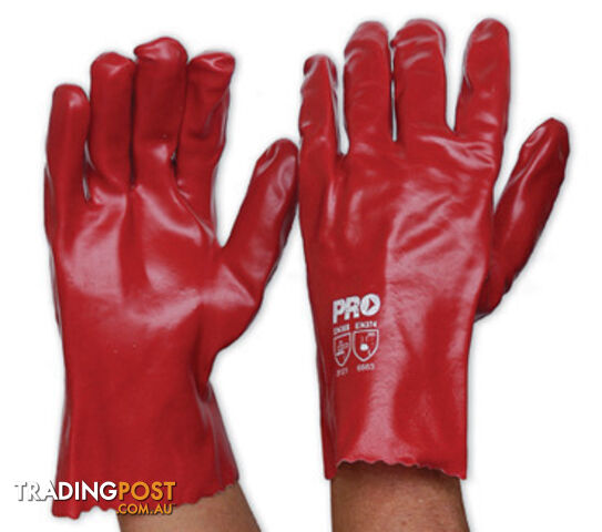 Red PVC Gloves 27cm Large Pro Choice PVC27 Pack of 12