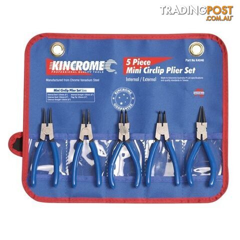 Mini Circlip Plier Set 5 Piece 125mm (5") Kincrome K4046