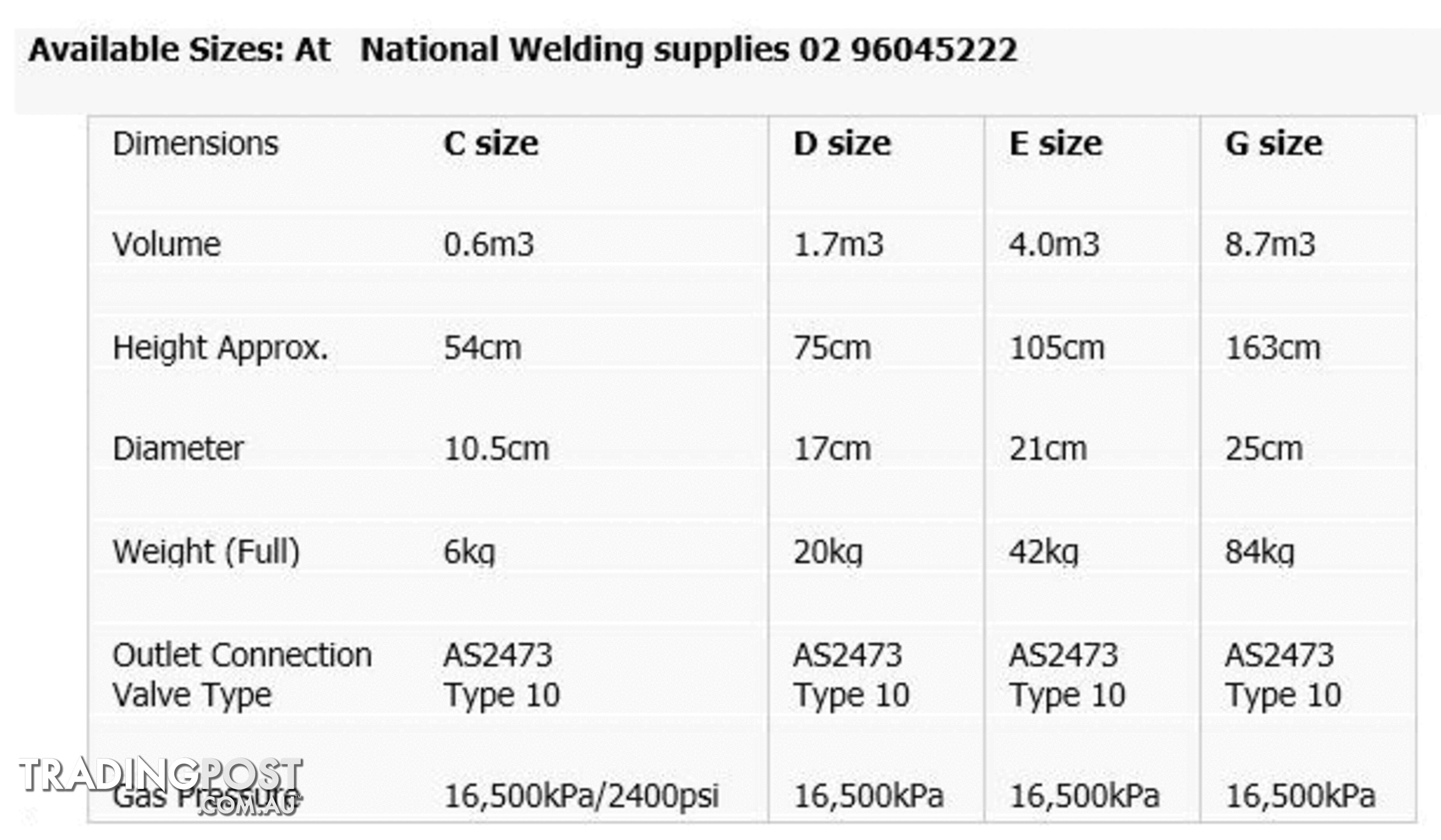 Size D 100% Pure Argon Gas Cylinder Including Gas GASARD