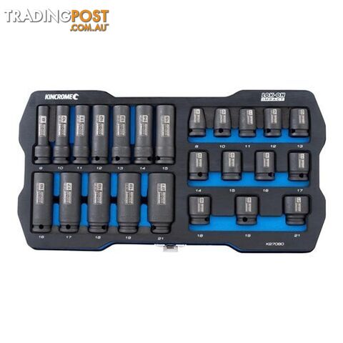 Lok-Onâ¢ Standard & Deep Impact Socket Set 24 Piece 3/8" Drive - Metric Kincrome K27080