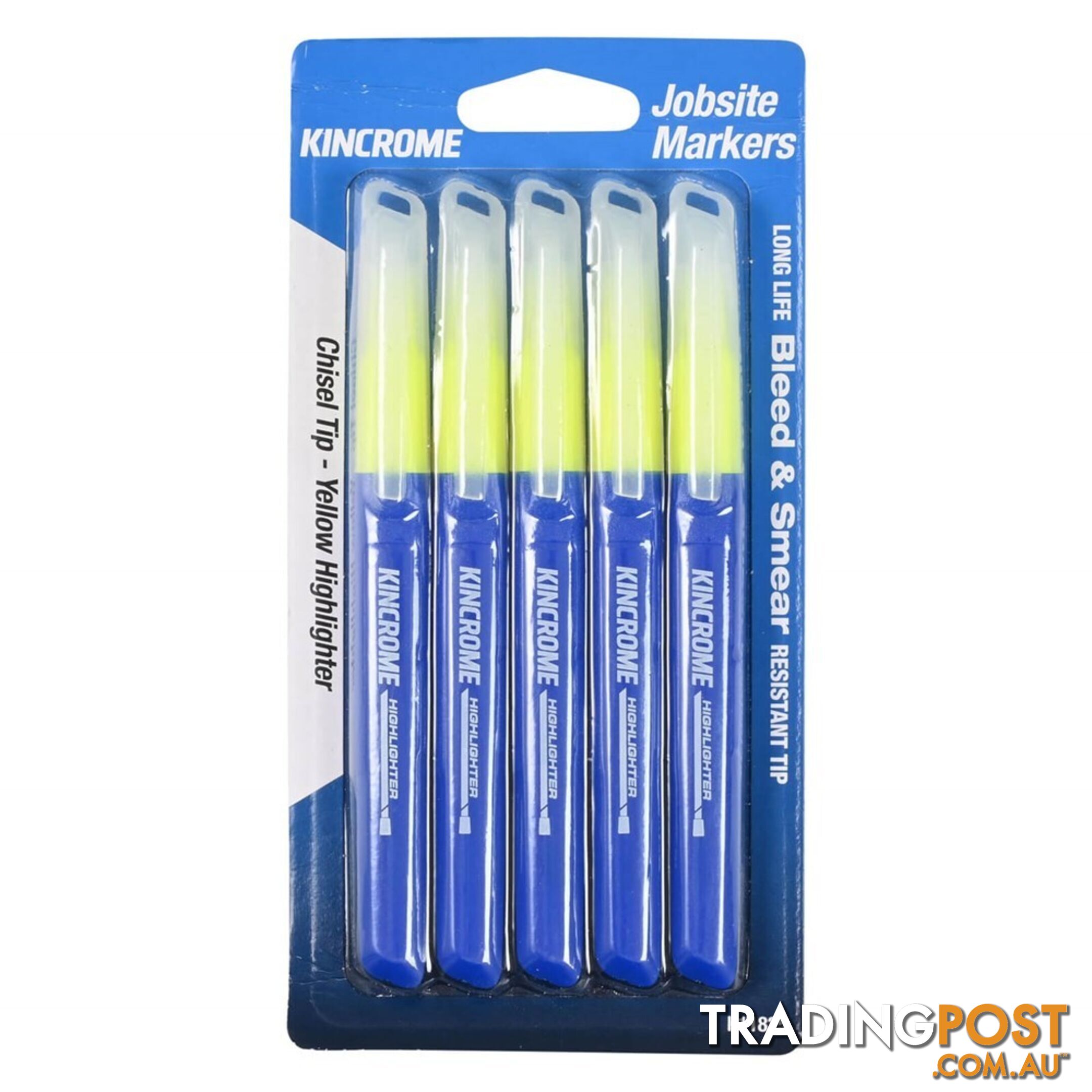 Highlighter Chisel Yellow Tip 5 Pack Kincrome K11825