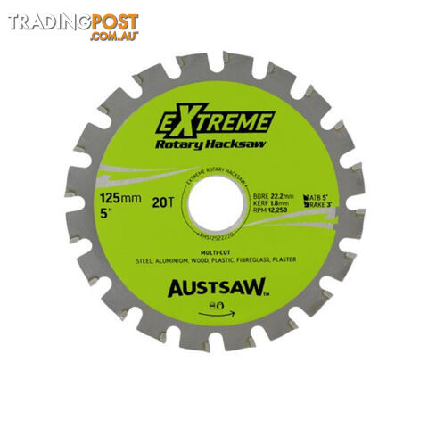 Austsaw Blade 125mm 5" 22.2mm Bore 20 Teeth RHS12522220