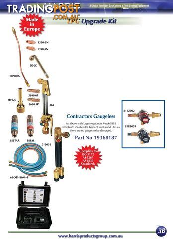 Contractors Oxy/LPG kit With Model 818 Regulator Harris