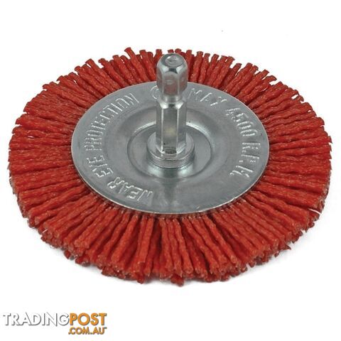 Nylon Spindle Mounted Wheel Brush 100mm, 80 Grit, 1/4" Hex Shank ITM TM7102-100