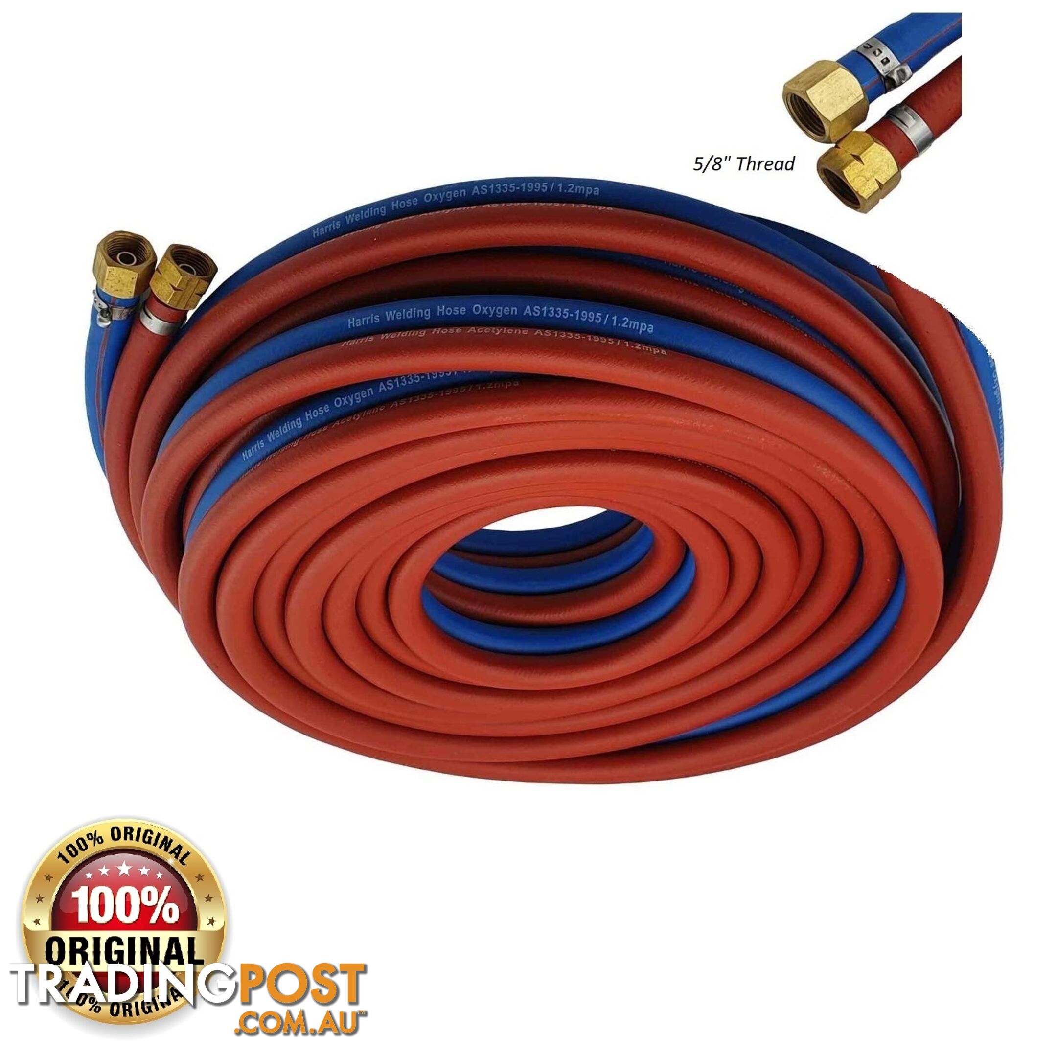 Harris Oxy /Acetylene 15 Metres 6mm Twin Hose With Fittings 6RBTH15MF