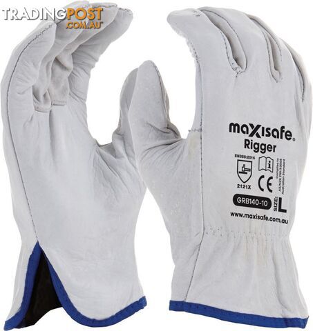 Large Sized Rigger Gloves Full Cow Grain Leather Maxisafe GRB140-10