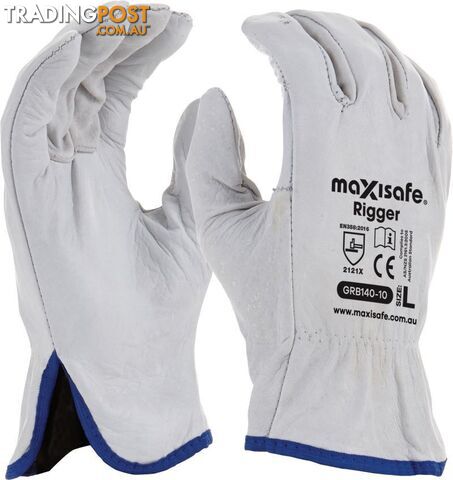Medium Sized Rigger Gloves Full Cow Grain Leather Maxisafe GRB140-09