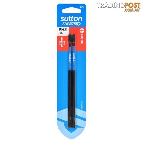 Screwdriver Bit S200 Supa TORQ Phillips PH2 150mm 2Pk Sutton Tools S200H02G02