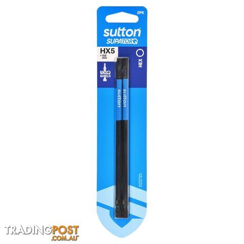 Screwdriver Bit S206 Supa TORQ HEX HX5 150mm 2Pk Sutton Tools S206H02G05
