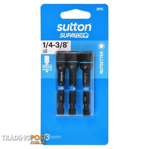 Nutsetter Bit S230 Supa TORQ Magnetic Set 1/4-3/8in 65mm 3Pc Sutton Tools S230S03CX - photo 1 of 2
