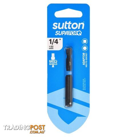 Bit Adaptor S240 Supa TORQ HEX To Socket 1/4in 65mm 1Pk Sutton Tools S240H01CA