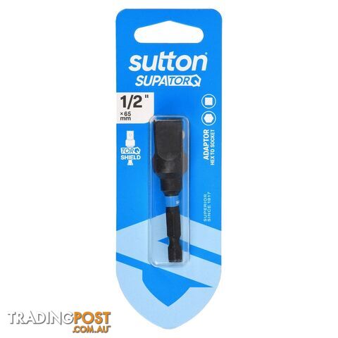 Bit Adaptor S240 Supa TORQ HEX To Socket 1/2in 65mm 1Pk Sutton Tools S240H01CE