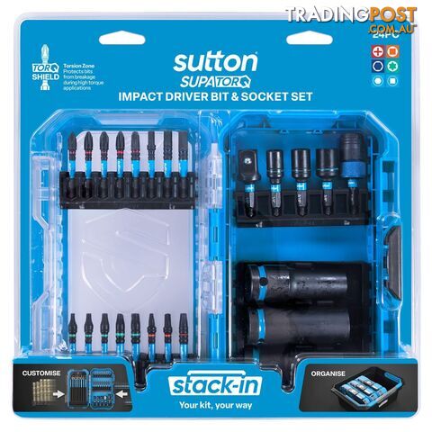 SCRDRV BIT S250 & SOCKET SUPATORQ POW BITS STACK-IN SET 24PC Sutton S250S24A