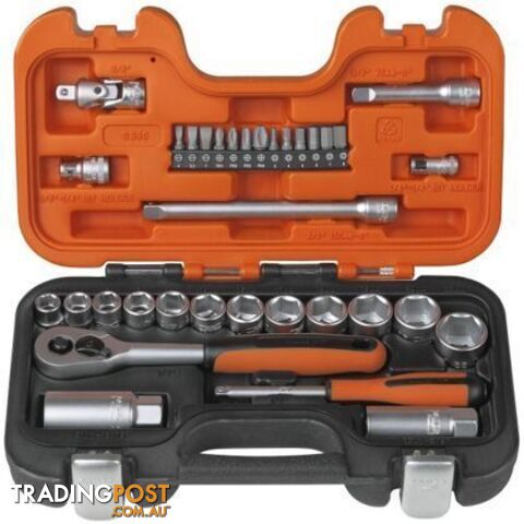 Bahco Socket Set 34pc, 3/8" Drive