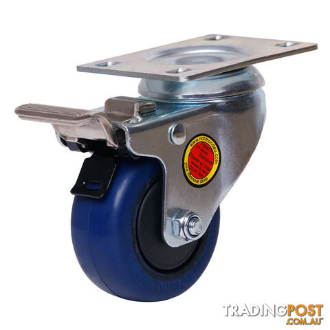 75mm Reb Rubber Wheel 80 kg Capacity Castor S3350B