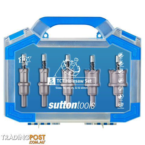 Holesaws TCT Sets 16mm-40mm 25mm Depth Sutton Tools H1170005