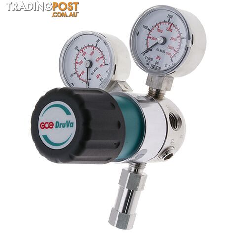 Single Stage DruVa 1S Regulator 6.0 Purity Chrome Plated In: 23,000 kPa Out: 1,400 kPa