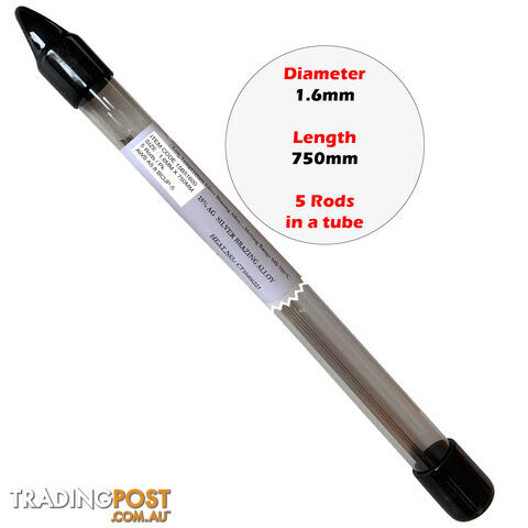 15% Silver Brazing Rods 1.6mm x 750mm Pack of 5 SB151.65P