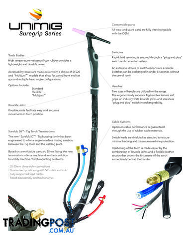4 Metres Air Cooled TIG Torch SR-26-4MCP50-7Pin - photo 4 of 5