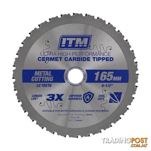 165mm Metal Cutting Blade, Cermet Carbide Tipped, 32 Teeth ITM SSBL-M1652032