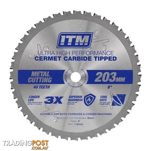 203mm Metal Cutting Blade, Cermet Carbide Tipped, 40 Teeth ITM SSBL-M2031640