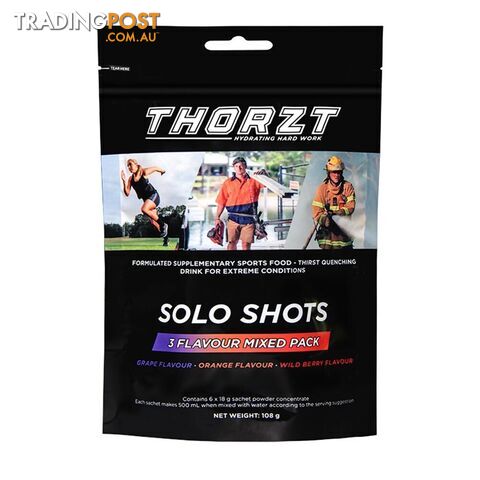 Low Sugar Solo Shots 3 Flavoured Mixed Flavour 6 x 18g Satchels Thorzt SSMIX6