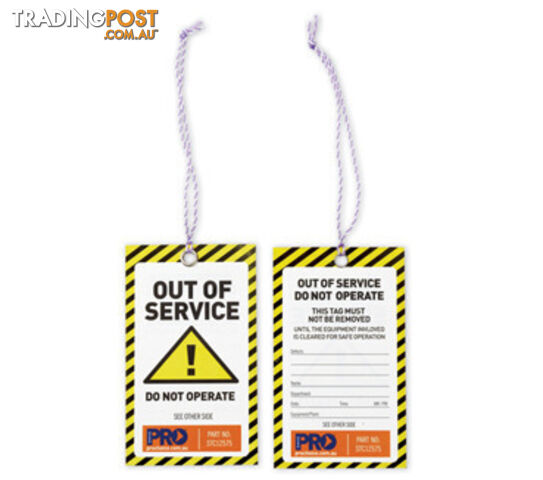 PRO Safety Tags - Yellow Caution Out of Service Do not Operate Tags Pkt : 100