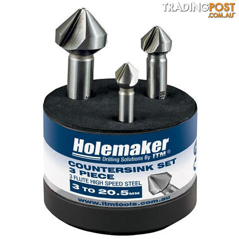 Countersink 3 Piece Flute Set 90 Degree Holemaker STSET-05