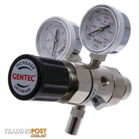 Dual Stage Gentec 2S Regulator 6.0 Purity Chrome Plated In: 30,000 kPa Out: 680 kPa