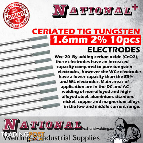 1.6mm 2% Ceriated Tig Tungsten Electrode Pack 10 - photo 2 of 2