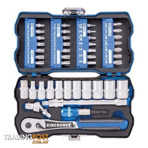 Lok-On Socket and Bit Set 43 Piece 1/4" Drive Kincrome K27000